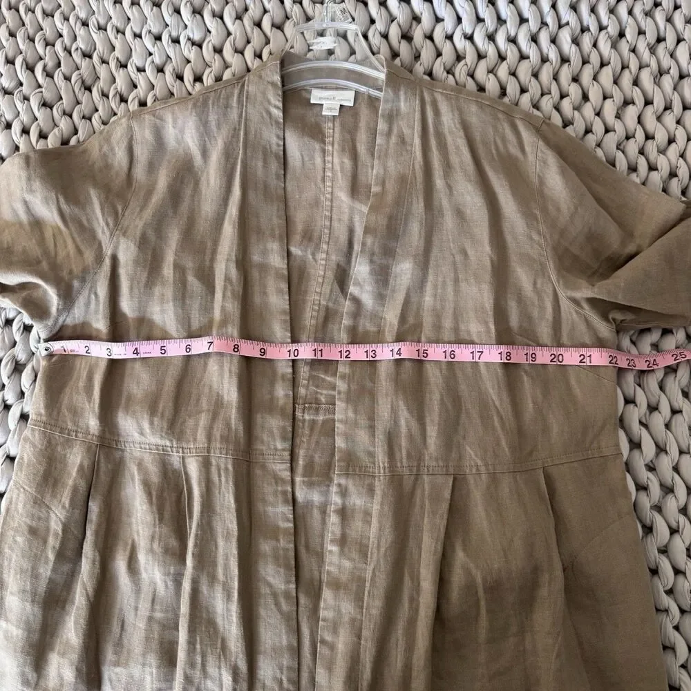 Pure Jill Elements 100% Linen Open Front Duster Jacket Women’s M Brown Lagenlook - Picture 7 of 9